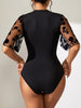 Surplice Lace Flutter Sleeve Bodysuit