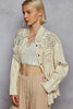 POL Button Down Raw Edg Shirt with Pearl Lace Patch