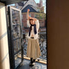 Relaxed A-Line Crushed Pleat Cotton Midi Skirt with Belt by FitiqueFit