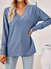 Plus Size V-Neck Textured Long Sleeve T-Shirt by Simply Love