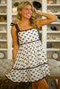 White Bow Contrast Trim Knotted Shoulder Mini Dress by Wild and Free Boutique