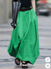 Women's High-Waist Flared Maxi Skirt – Solid Color Cotton Linen with Pockets by FitiqueFit