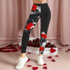 Rosed-print Leggings For Casual Wear In European And American Styles by My Store