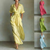 Women's Solid Color Waist-Slimming Maxi Dress — Flip Collar by FitiqueFit