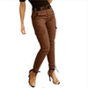 Ankle-length Low-rise Solid-color Cargo Pants With Pockets These Are Slim-fit Leggings by My Store