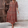 Retro Loose Mixed Color Half Sleeve Dress