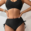 Bikini Twist Front V Neck High Waist 2 Piece Bikini Set for Women – Stretchy Tie Back Swimsuit with Drawstring Lace Up and Comfortable Fit – Trendy Solid Color Swimwear for Beach Days Pool Parties and Summer Vacations by Stevvex