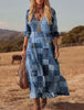 Women's Retro Chic 3D Print V-Neck Long-Sleeve A-Line Dress by FitiqueFit