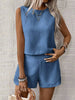 Women's Solid Color Sleeveless Vest & Shorts Set by FitiqueFit