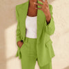 Lapel Button-Down Blazer & Straight-Leg Trousers Suit by FitiqueFit