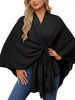 Solid Color Tie-Front Knit Cape Top by Wild and Free Boutique