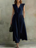V-Neck Puff-Sleeve Dress with Pockets – Cotton Linen, 7 Colors by FitiqueFit