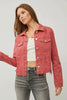 RISEN Full Size Raw Hem Button Up Cropped Denim Jacket Plus Size by Wild and Free Boutique