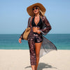 Color-Block Print Bikini Three-Piece Set – Long Sleeve Sexy Swimwear by FitiqueFit