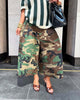 Women's Wide-Leg Cargo-Style Pants with Zipper & Button Detail by FitiqueFit