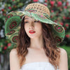 Women's Patterned Straw Beach Sun Hat – Round Crown UV Protection Summer Hat by FitiqueFit