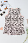 Leopard Print Round Neck Tank Top