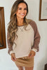 Camel Waffle Color Block Raglan Sleeve Top by Wild and Free Boutique