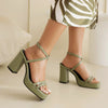 Square-Toe Buckle Strap High Heels – Elegant Thin-Strap Summer Block Heels by FitiqueFit