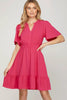 Ruffled Hem Notched Flutter Sleeve Mini Dress For Women Feminine and Playful Mini Dress with Ruffled Hem and Notched Flutter Sleeves for a Romantic Look by Stevvex