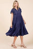 Ruffle Sleeve Collared V Neck Tiered Midi Dress For Women – Fluttering, Feminine and Polished Midi Dress with Layered Details For Any Occasion by Stevvex