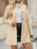Women’s Elegant Stand Collar Slim Jacket – Button Front A-Swing Long Sleeve Coat by FitiqueFit