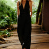 Women's V-Neck Sleeveless Wide-Leg Jumpsuit With Pockets by FitiqueFit