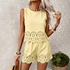 Women's Elegant Hollow-Out Floral Top & Pants Set – 2-Piece by FitiqueFit