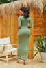 Round Neck Long Sleeve Maxi Wrap Dress