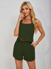 Square Neck Wide Strap Tank and Shorts Set