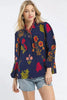 Umgee Flower Print Blouse with Scalloped Neckline by FitiqueFit