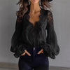 Lace-Panel Puff Sleeve Pleated Ruffle Shirt | Ballet Style by FitiqueFit