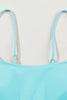 Sky Blue Striped Patchwork Spaghetti Strap High Waist Bikini Swimsuit