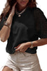 White Pointelle Lace Sleeve Loose Round Neck Tee