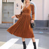 Solid Color Long Sleeve Dress For Women