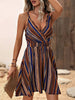 Women’s Deep V-Neck Striped Slip Dress by FitiqueFit