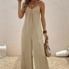 Women’s Casual Suspender Jumpsuit – V-Neck Solid Color Sleeveless One-Piece by FitiqueFit