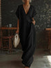 Lace-Trimmed Loose Linen Cotton Long Dress for Women by FitiqueFit