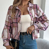 Plaid Shacket – Women’s Long-Sleeve Button-Down Shirt Jacket by FitiqueFit