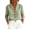 Women's Cotton-Linen Peter Pan Collar Button-Up Shirt – 6 Colors S–3XL by FitiqueFit