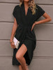 Pleated A-Line Midi Dress – V-Neck Sleeveless Summer Dress by FitiqueFit
