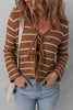 Chestnut Tie Front Striped Knit V Neck Cardigan Sweater by Wild and Free Boutique