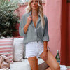 Simple Button Front Shirt, Elegant Long Sleeve Shirt Tops by FitiqueFit