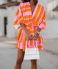 Fashion Print V-Neck Doll Sleeve Loose Cake Dress
