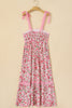 Floral Lace Tied Strap Square Neck Dress with Pockets