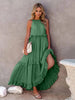 Romantic Ruffled Sleeveless Tiered Maxi Dress with Pockets Elegant & Chic Statement Beautiful Design Dress by Stevvex