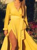 Plus Size Surplice Long Sleeve Slit Maxi Dress by Wild and Free Boutique