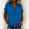 V-Neck Ruffle Sleeve Solid Color Top | Asymmetric Linen Blend by FitiqueFit