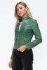 Women Classic Snobbish Faux Leather Zip-Up Drawstring Hooded Jacket Edgy & Casual PU Leather Jacket For Streetwear by Stevvex