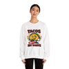 Tacos Not Tariffs Sweatshirt | taco pun, tariff protest typography by Tristan’s Treehouse